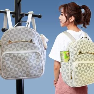 Small Backpack with Bunny - Geometric Pattern